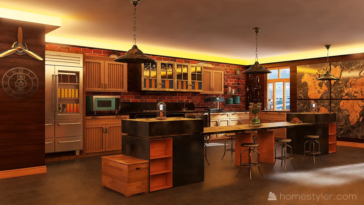 Cocina Steam Punk 3d design renderings