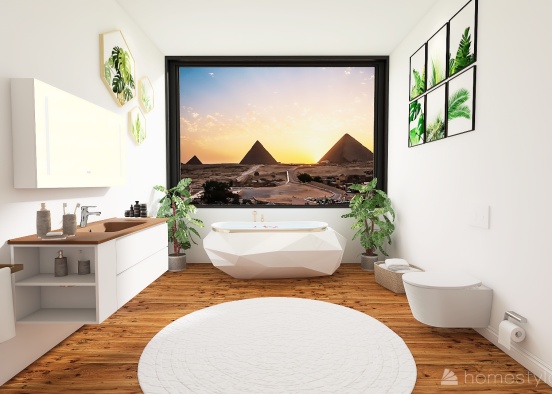bathroom , pyramids view Design Rendering