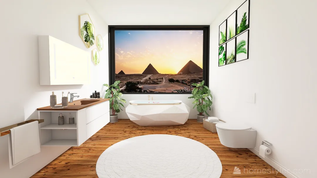 bathroom , pyramids view 3d design renderings