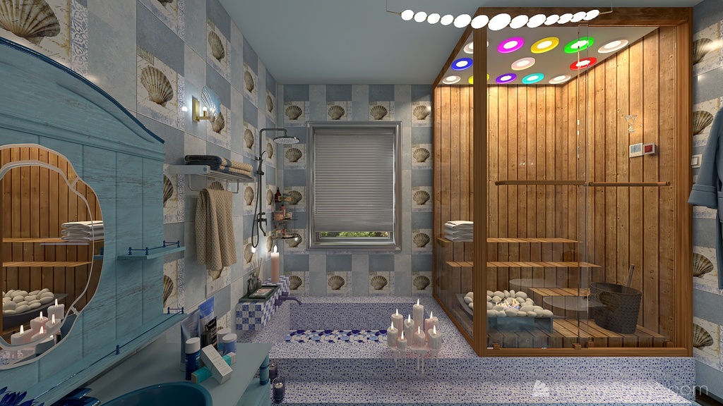 Bagno e sauna 3d design renderings