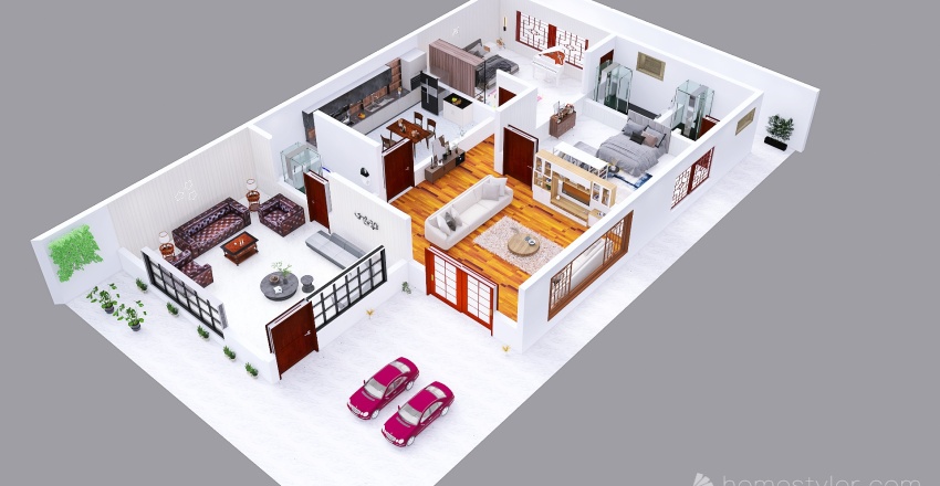 house cut plan 3d design renderings