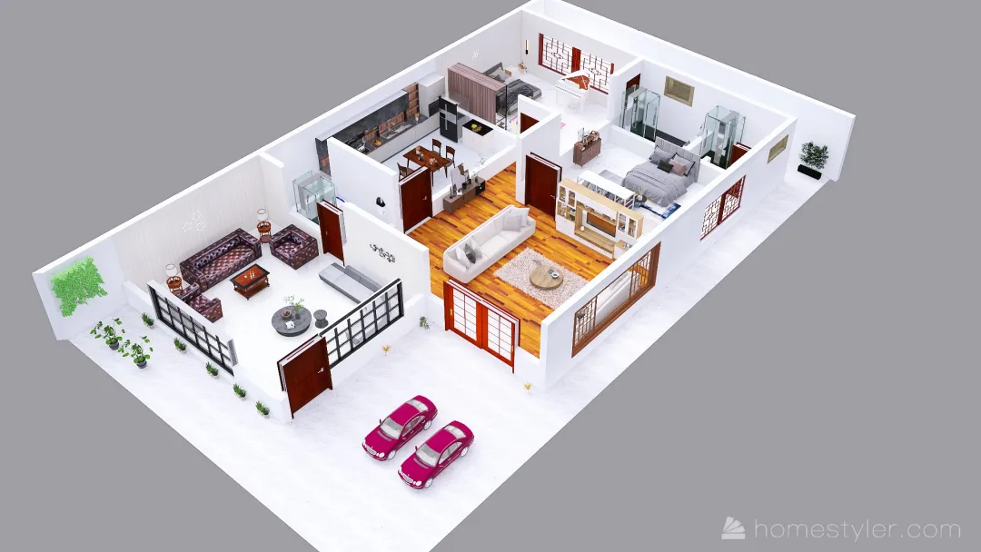 house cut plan 3d design renderings