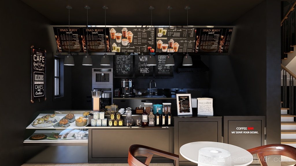 black coffee store interior design modern