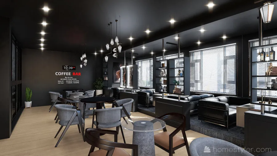 Modern Coffee Bar Black 3d design renderings