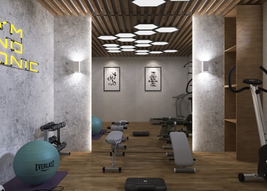 ground floor of a house with a gym and billiard room Design Rendering