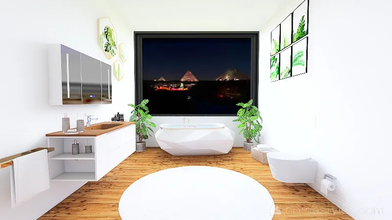 bathroom , pyramids view 3d design renderings