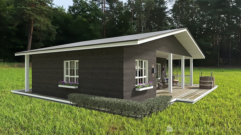 Sauna Баня двухс гостевой комнатой 3d design renderings