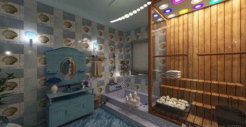 Bagno e sauna 3d design renderings