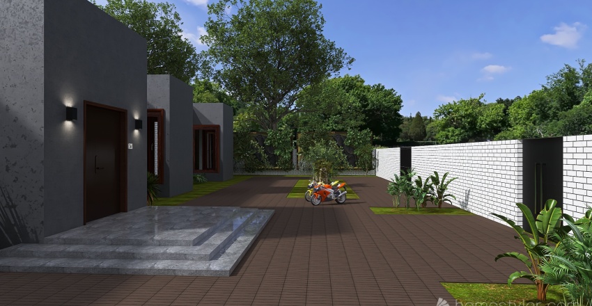Farmhouse Courtyard 3d design renderings