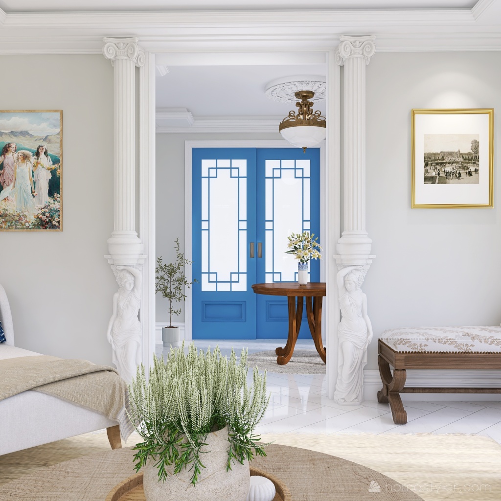 Greek Inspired Sitting Room 3d design renderings