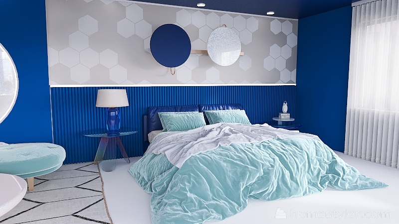 NAVY BLUE/TURQUOISE BED 3d design renderings