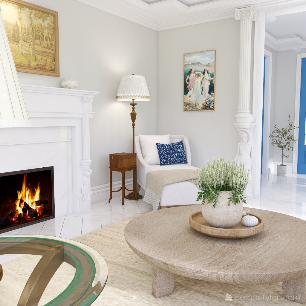 Greek Inspired Sitting Room 3d design renderings