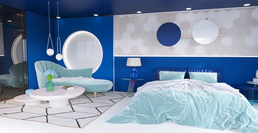 NAVY BLUE/TURQUOISE BED 3d design renderings