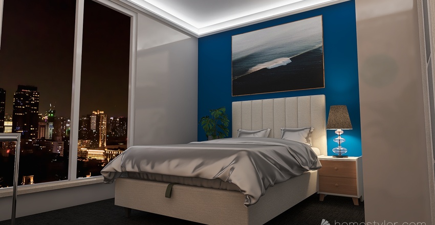 Modern Bedroom/Study 3d design renderings