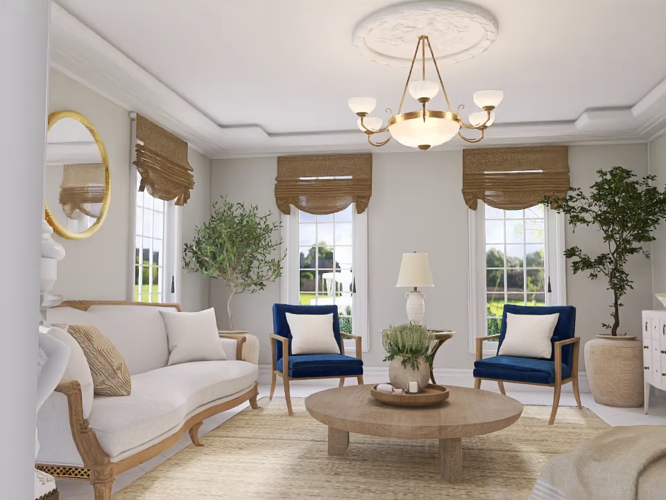 Greek Inspired Sitting Room Design Rendering