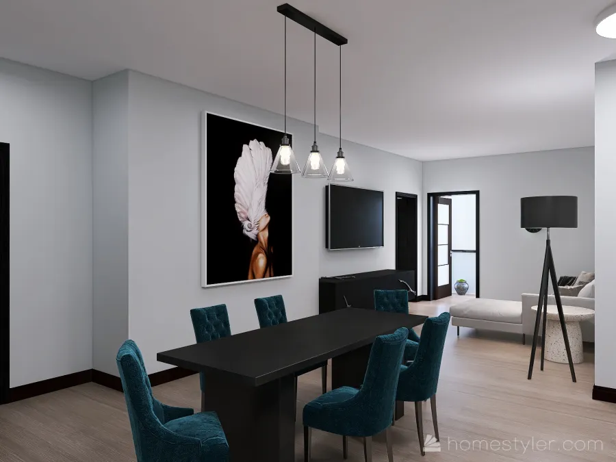 Kitchen/living 3d design renderings