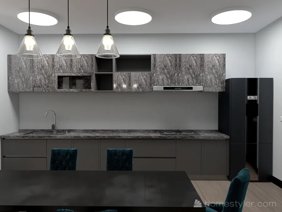 Kitchen/living 3d design renderings