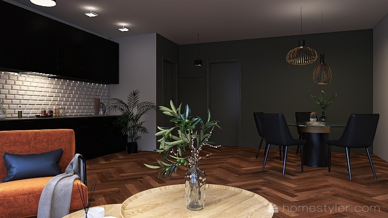 Kithen, Living and Dining Room 3d design renderings