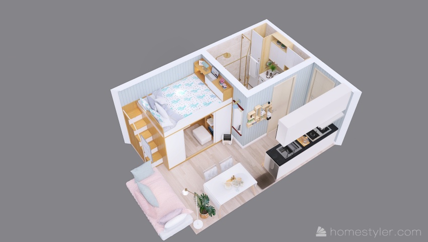 Tiny Condo Studio Apartment Unit 3d design picture 20.5