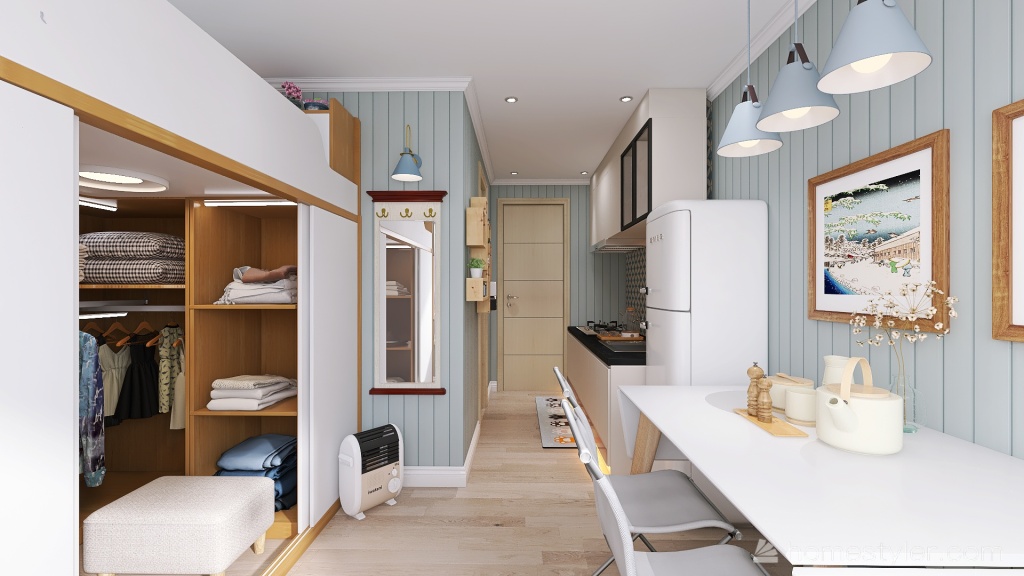 Tiny Condo Studio Apartment Unit 3d design renderings