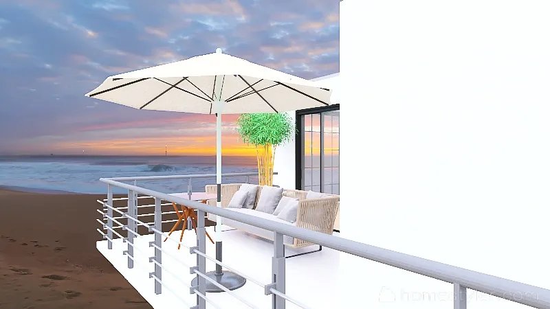 Beach house with terrace 3d design renderings