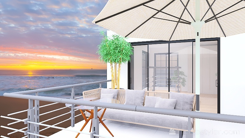 Beach house with terrace 3d design renderings