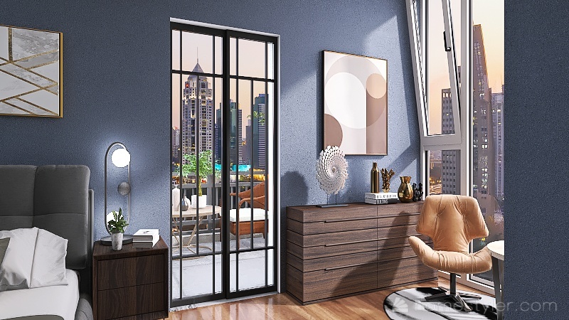 Mid Century Modern Luxury Condo 3d design renderings
