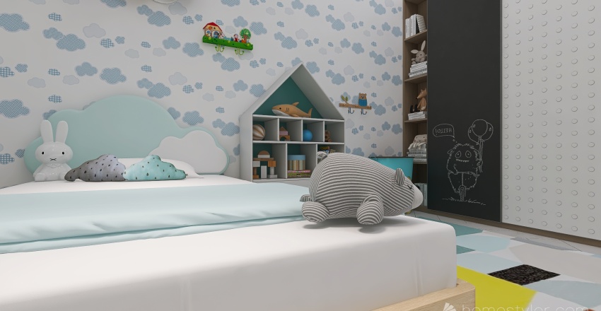 Kid bedroom 3d design renderings