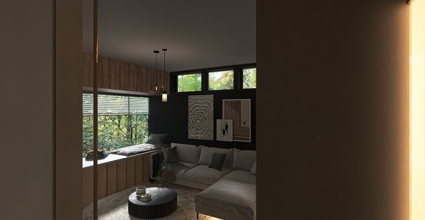 Modern House in the woods Black 3d design renderings