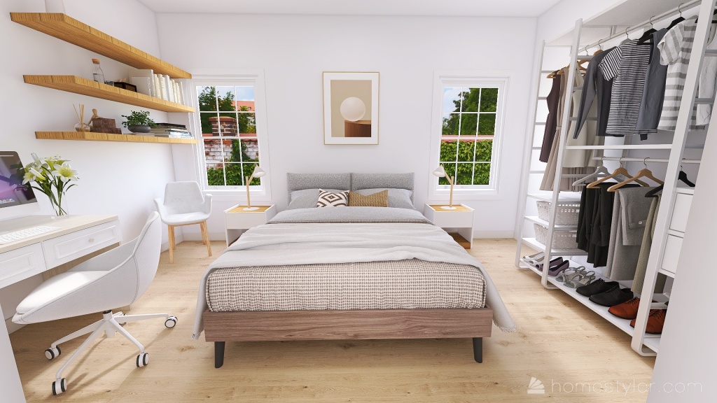 One Hour Minimalist Master Bed 3d design renderings