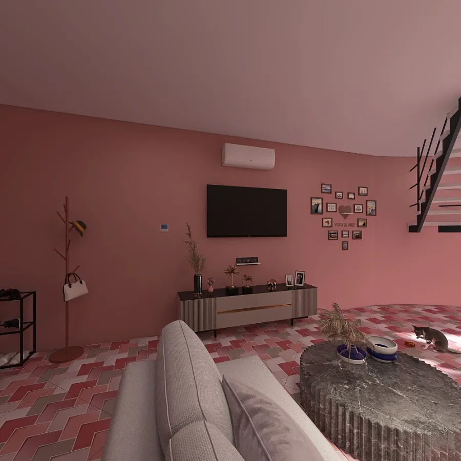 Living Room/Dining Room/Kitchen 3d design renderings