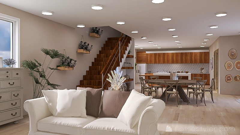Modern Chill Dining Kitchen 3d design renderings