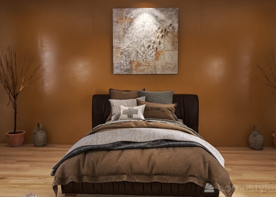 Earthy Tones Living Room/Bedroom Design Rendering
