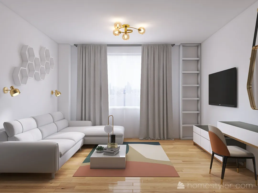 Small Scandinavian Bedroom 3d design renderings