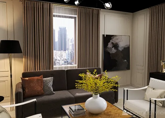 Midcentury Modern Living Room Design Rendering