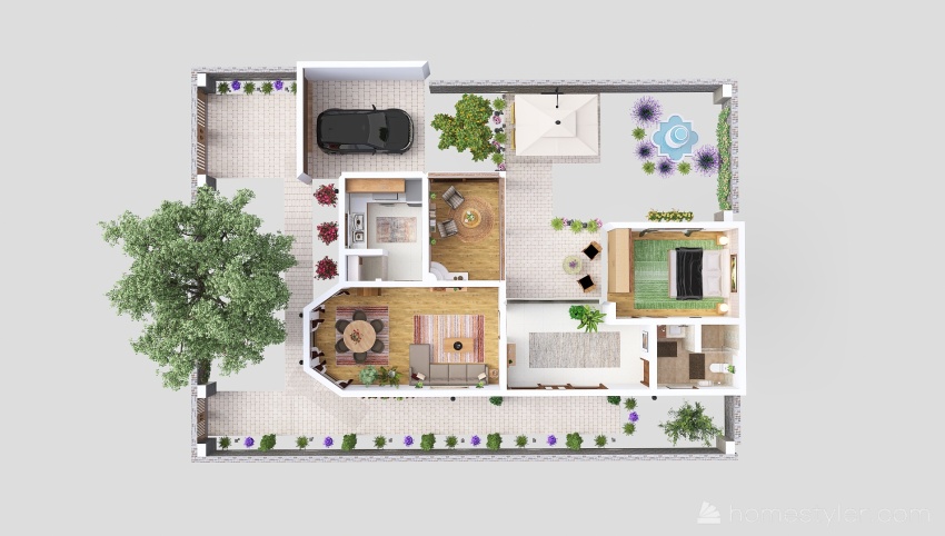 Guest house with garden 3d design picture 125.73