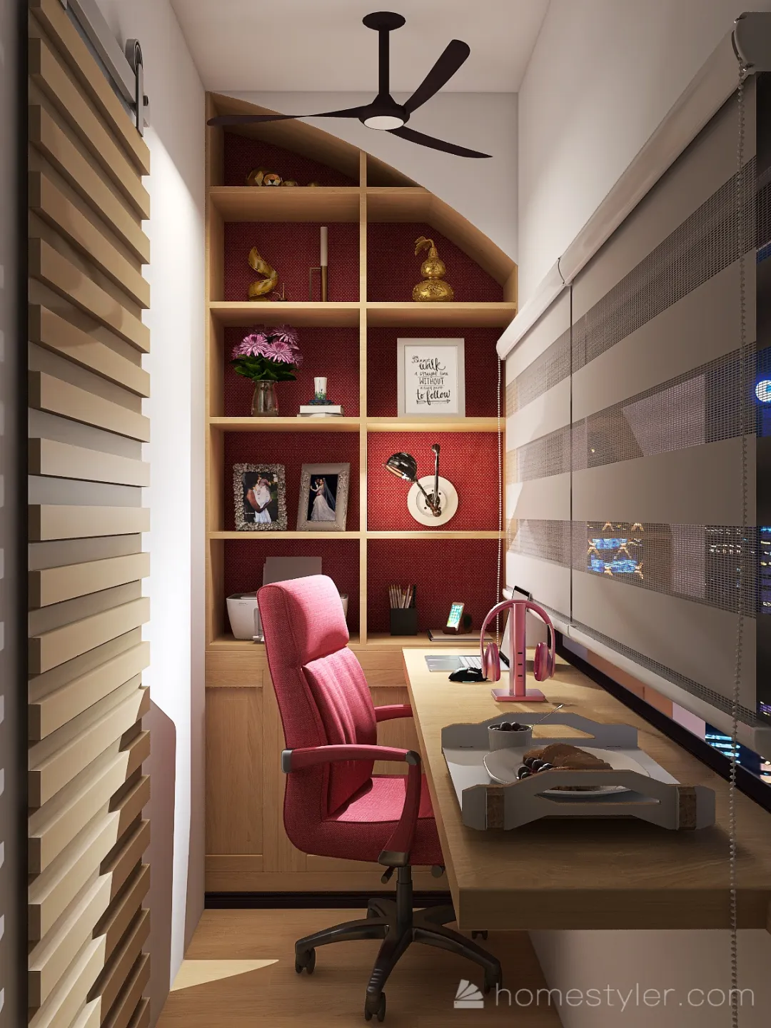 Narrow Office Space 3d design renderings