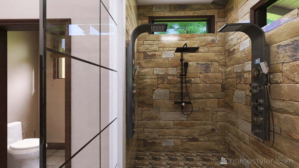 Contemporary Walk-in Shower 3d design renderings