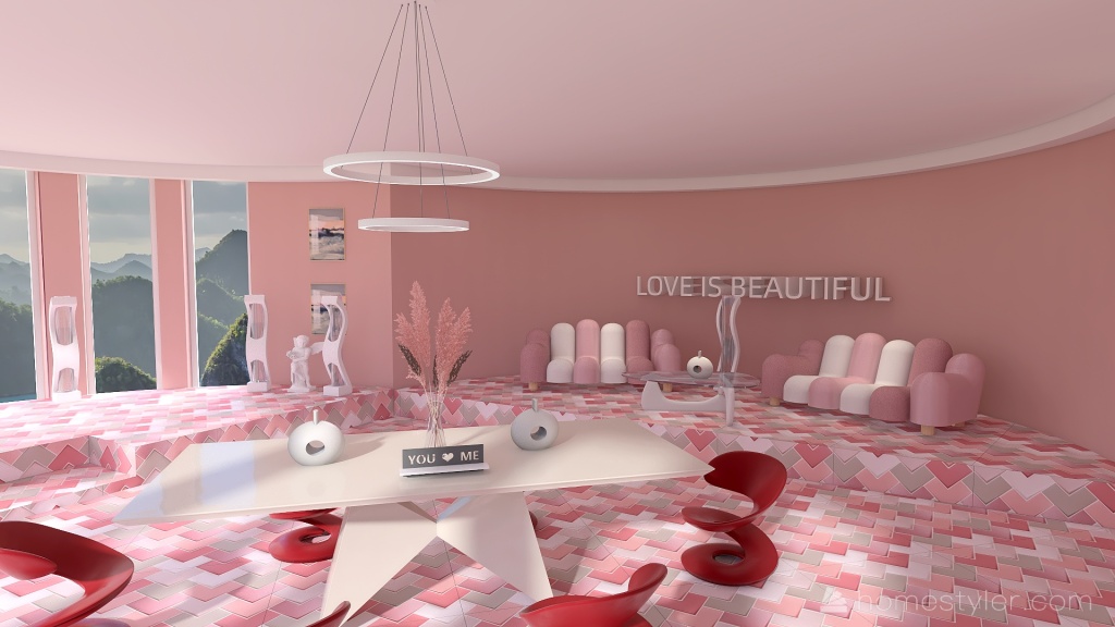 #ValentineContest- LOVE Room 3d design renderings
