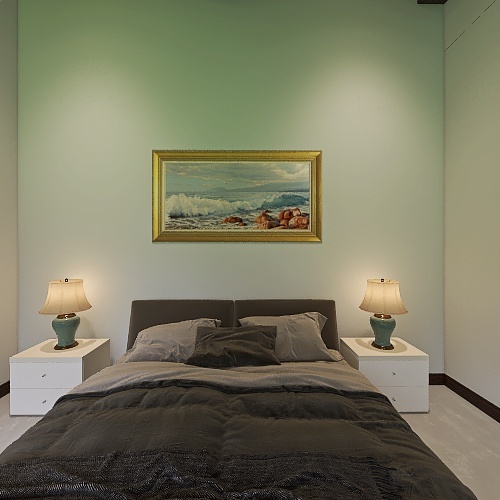 Contemporary Guest Bedroom 3d design renderings