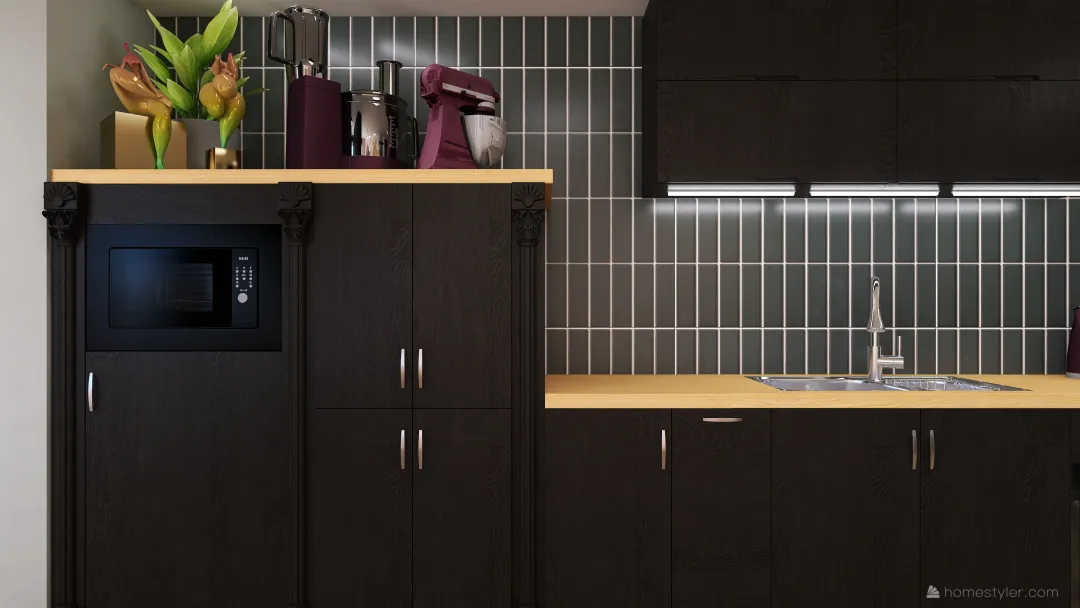 #KitchenContest-Black&Pink 3d design renderings