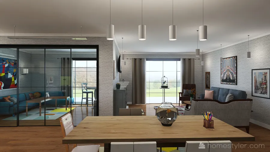 Living Room/Dining Room 3d design renderings