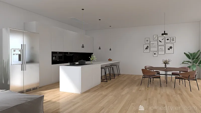Living/kitchen/dinning 3d design renderings