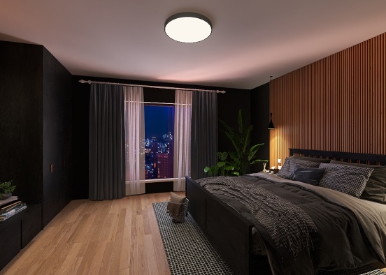 dark bedroom Design Rendering