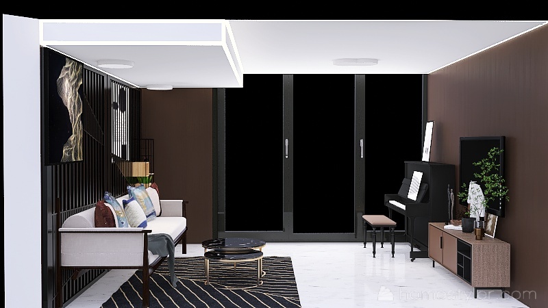 Loft Black Living Room 3d design picture 50.7