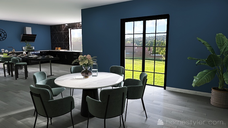 Kitchen + diningroom 3d design renderings