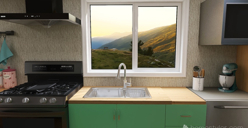 #KitchenContest - Vacation Turquoise Kitchen 3d design renderings