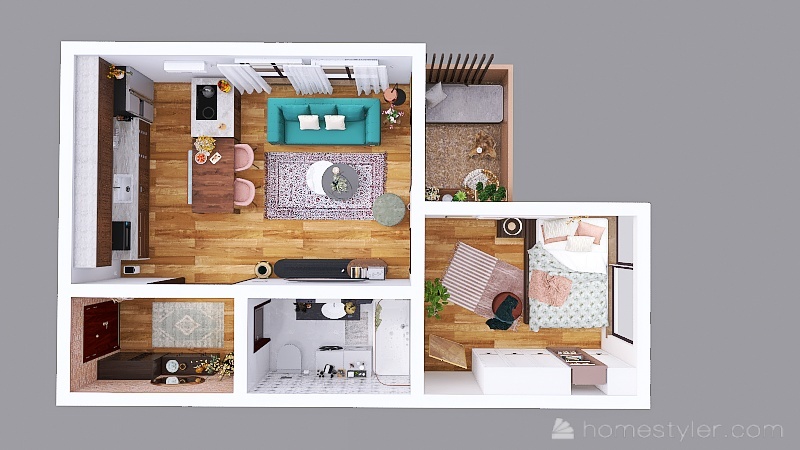 Cozy city apartment #citylife #singleliving #cozy 3d design picture 66.41