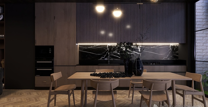 #KitchenContest- |Dark Marbles| 3d design renderings