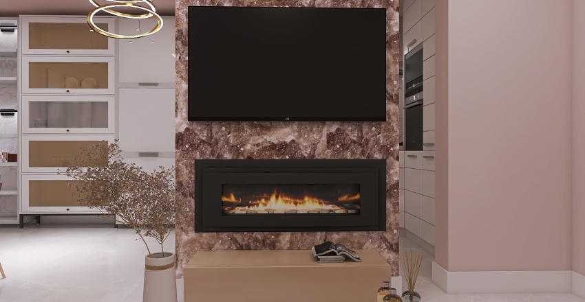 Гостиная - кухня - столовая 3d design renderings